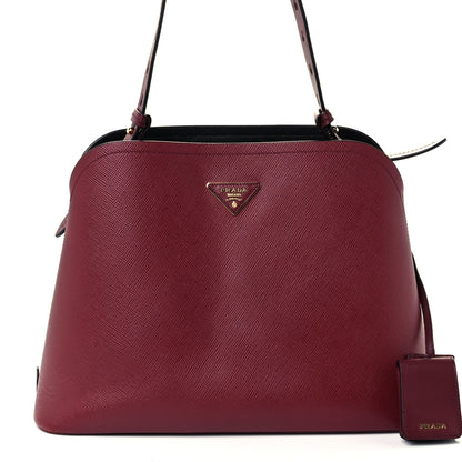 Prada Saffiano Cuir Matinee Tote Cherry Black 8 of 10
