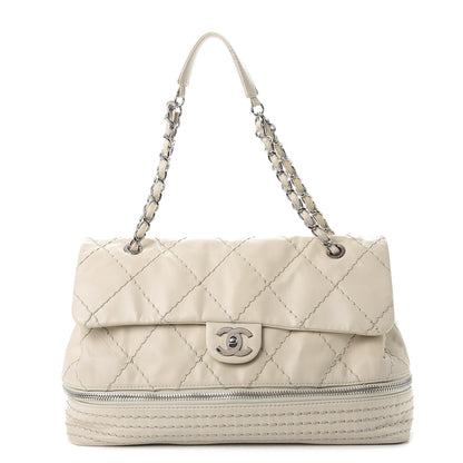 Chanel Calfskin Stitched Large Expandable Flap Bag White 1 of 15