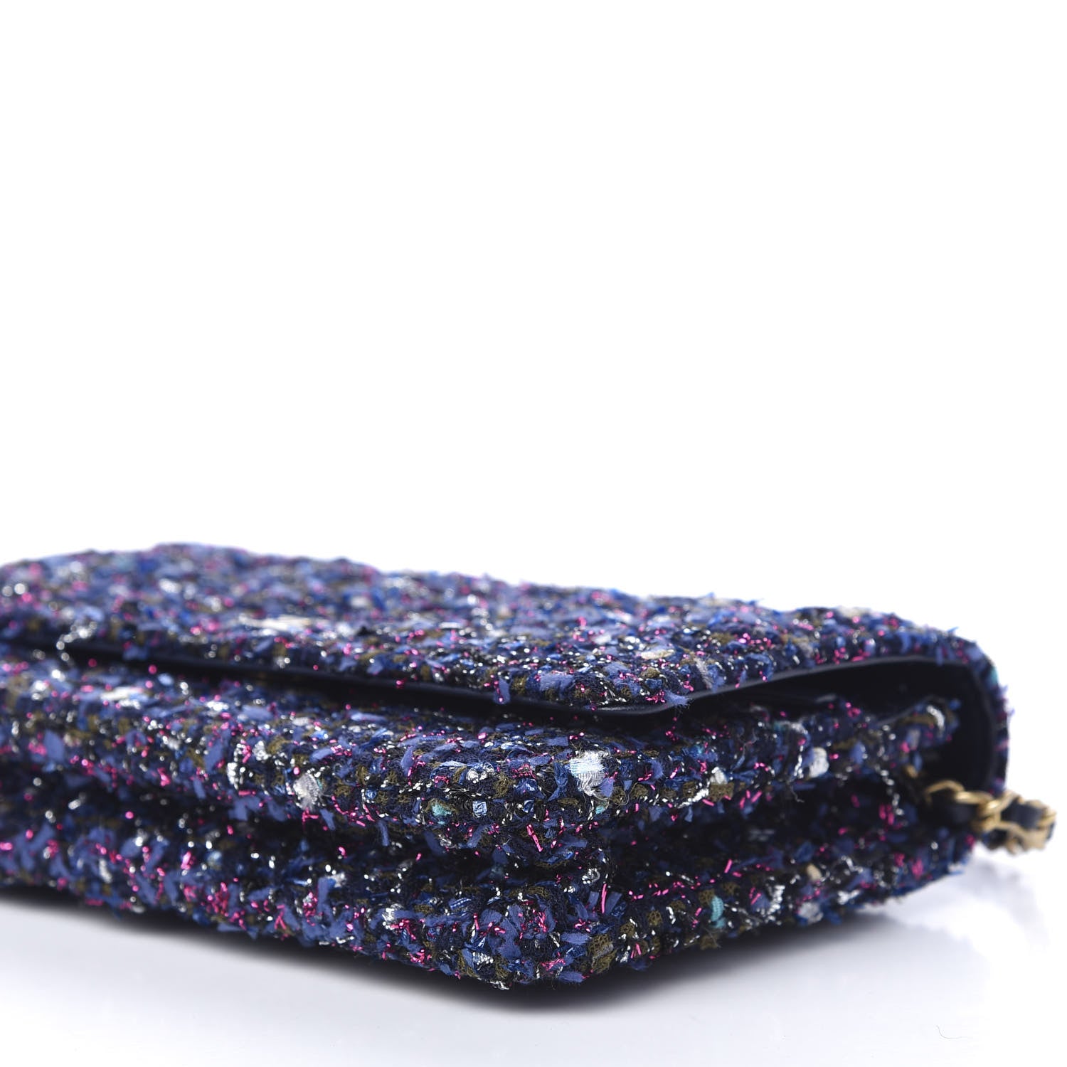 Chanel Tweed Charms Wallet On Chain WOC Blue Purple Khaki Pink 10 of 12
