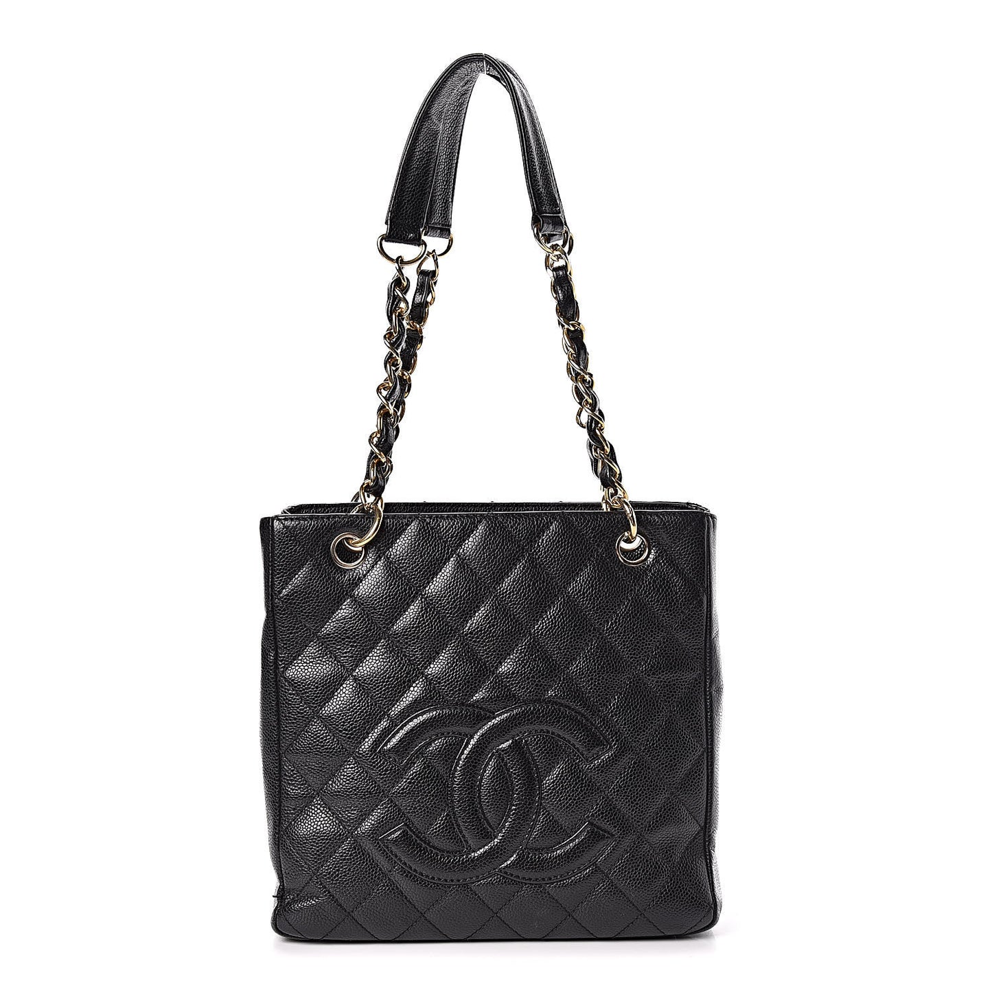 Caviar Quilted Petit Shopping Tote PST Black