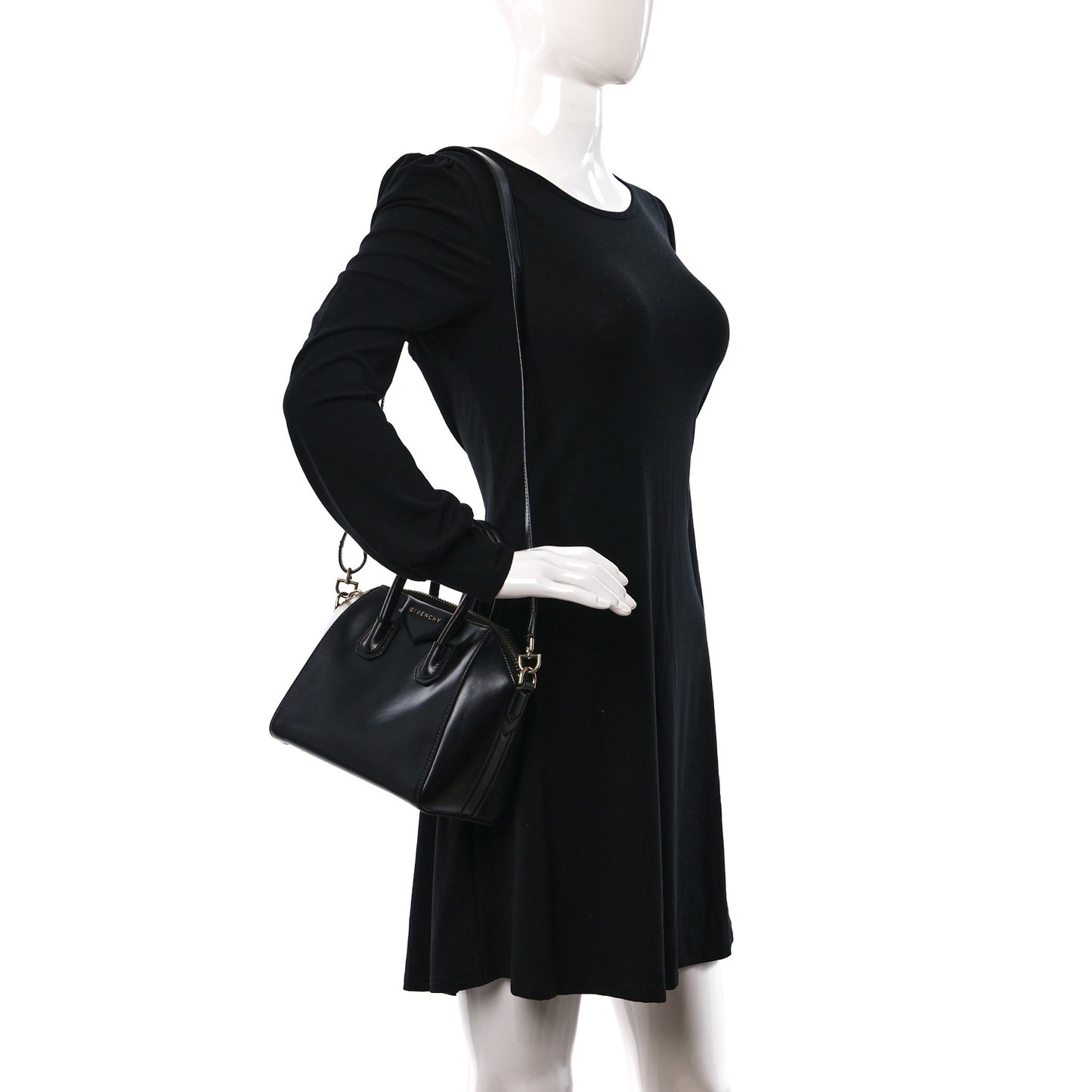 Shiny Lord Calfskin Mini Antigona Black