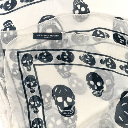 Alexander McQueen Silk Chiffon Skull Scarf Ivory Black 3 of 3