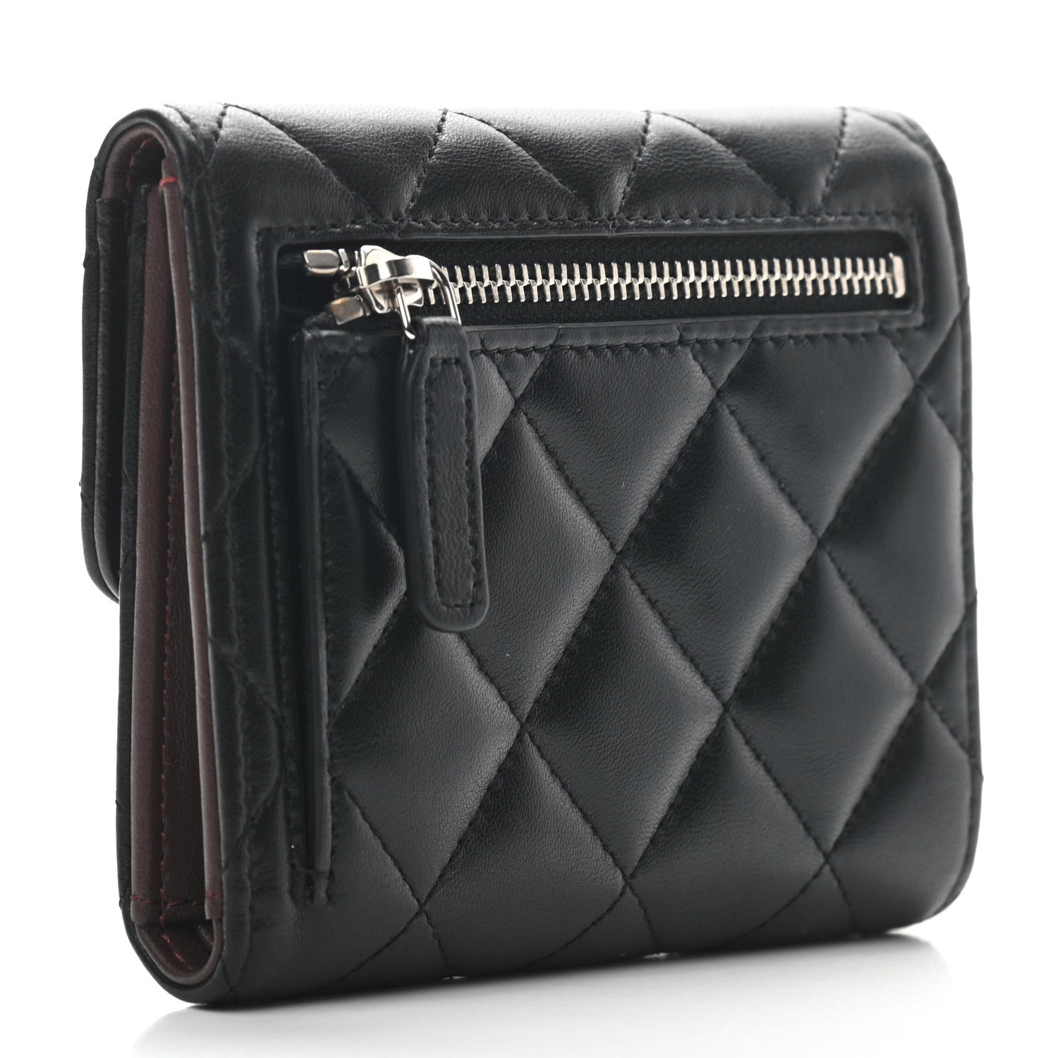 Chanel Lambskin Quilted Compact Flap Wallet Black 3 of 7