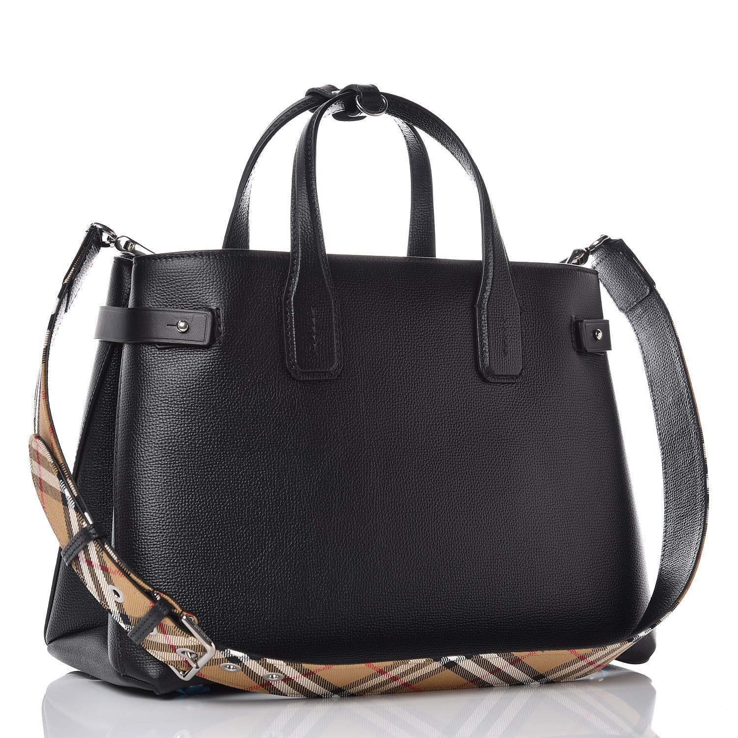 Burberry Derby Calfskin Medium Banner Tote Black 3 of 9