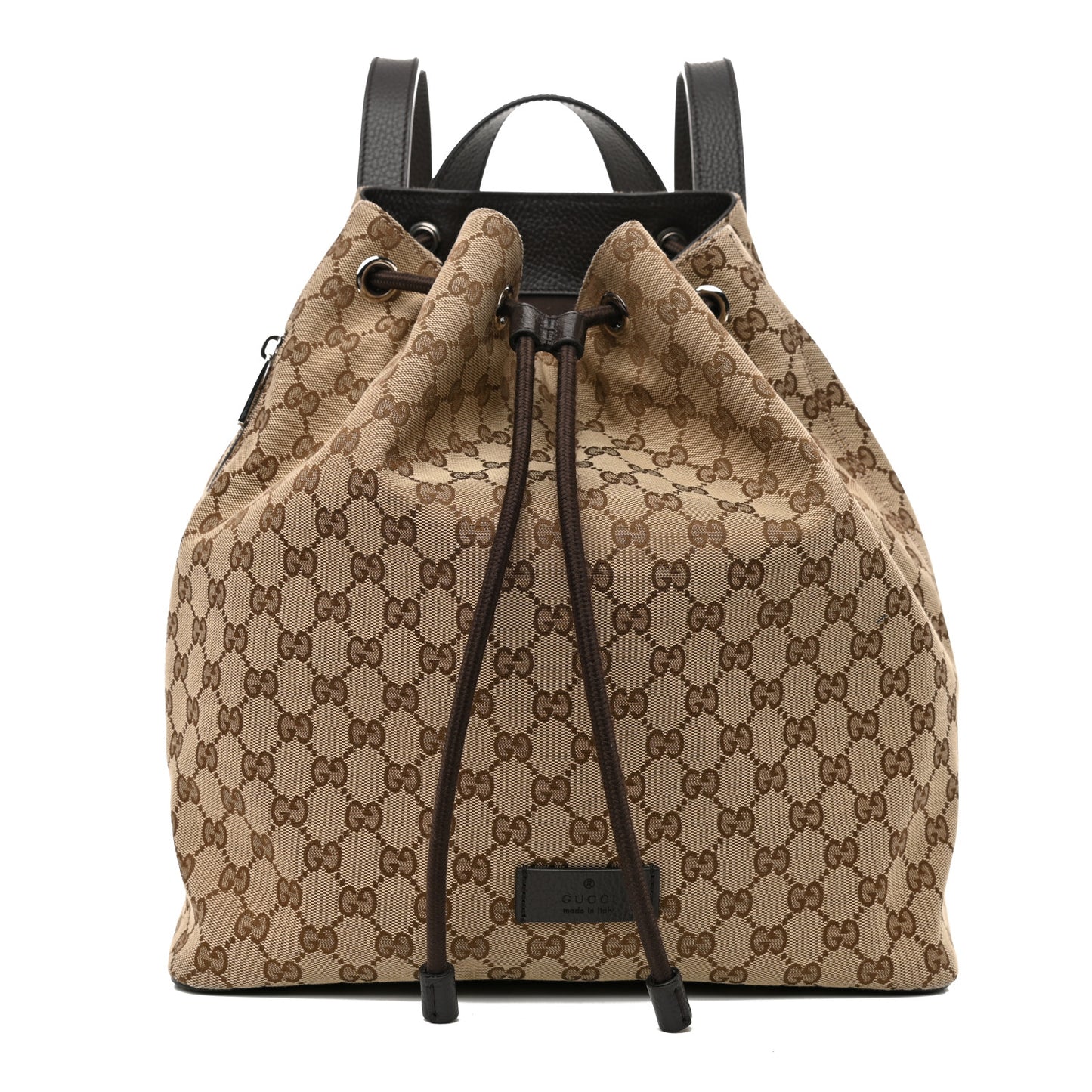 Monogram Dollar Calfskin O Drawstring Backpack Beige Ebony Testa di Moro Dark Chocolate