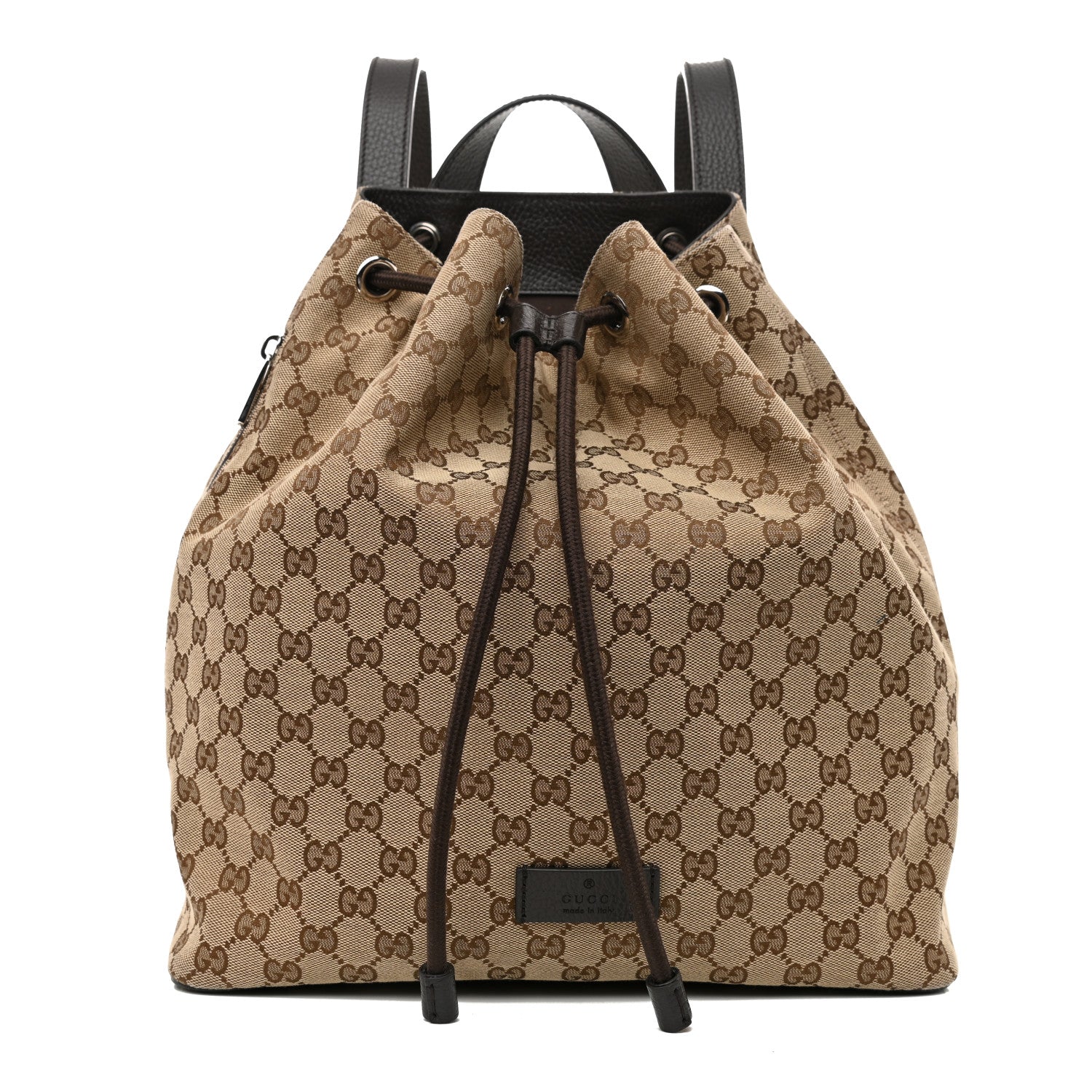Gucci Monogram Dollar Calfskin O Drawstring Backpack Beige Ebony Testa di Moro Dark Chocolate 1 of 9