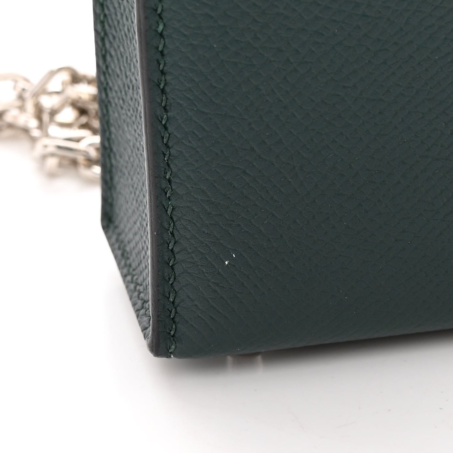 Epsom Shiny Alligator Lizard Chevre Mini Verrou Chaine Bag Vert Cypress Black