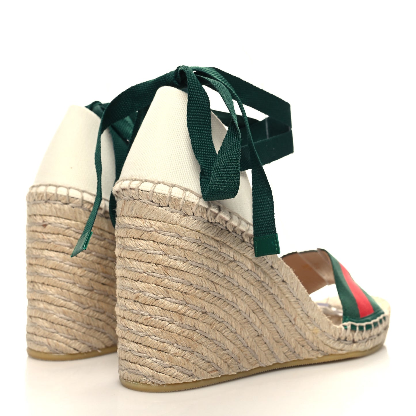 Canvas Malaga Kid Web Ankle Wrap Espadrille Wedge Sandals 39.5 Green Red Mystic White Emerald