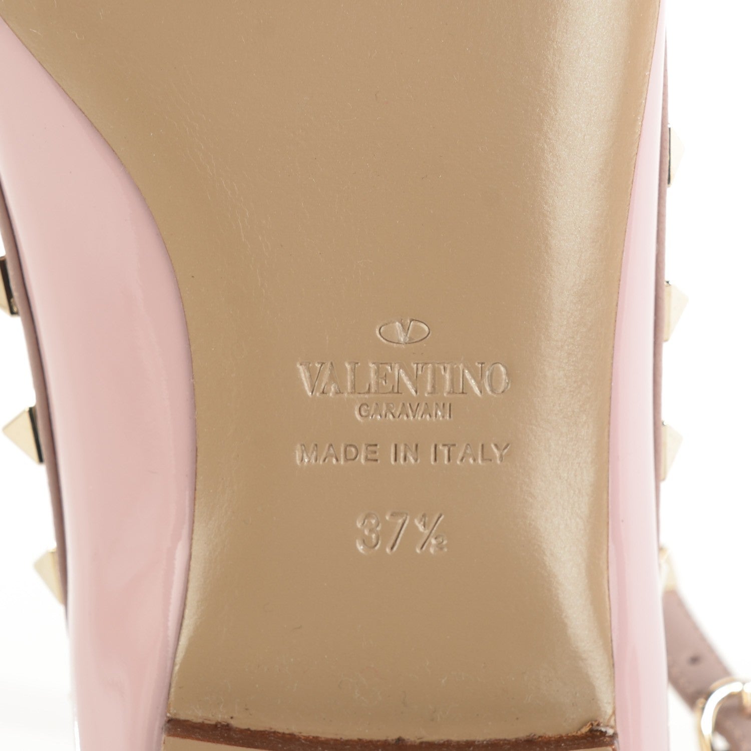 Valentino Garavani Patent Rockstud Cage Ballerina Flats 37.5 Water Rose Poudre 7 of 8
