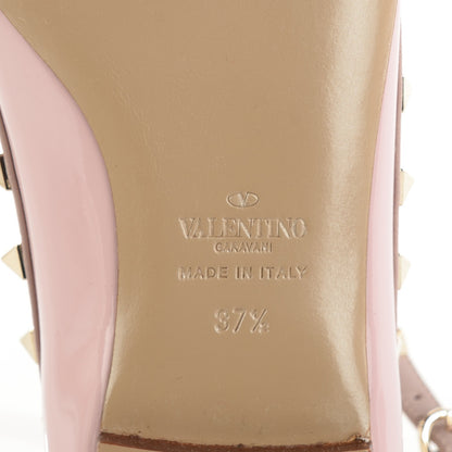Valentino Garavani Patent Rockstud Cage Ballerina Flats 37.5 Water Rose Poudre 7 of 8