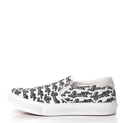 Louis Vuitton Canvas Logo Trocadero Slip On Sneakers 8 Black White 1 of 10