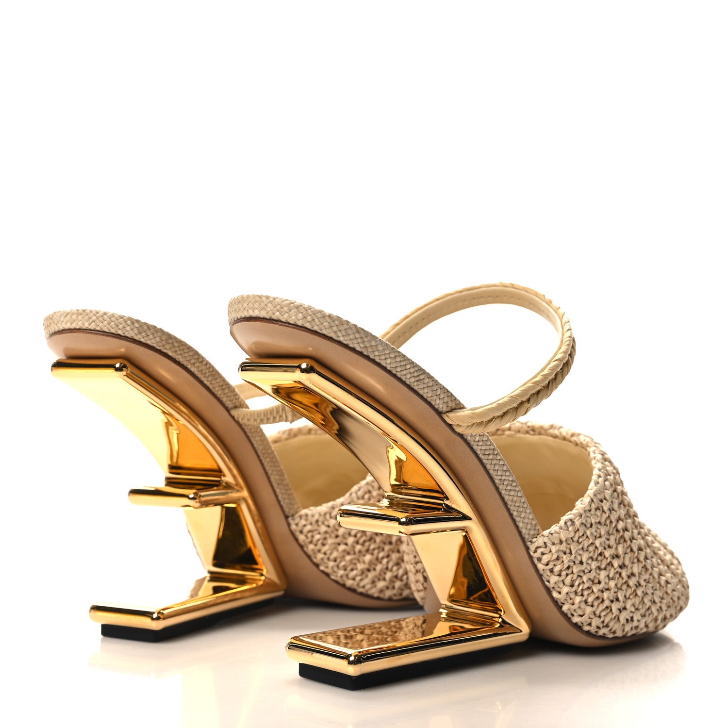 Fendi Raffia Intreccio Fendi First 95mm Slide Sandals 41 Paglia 4 of 7