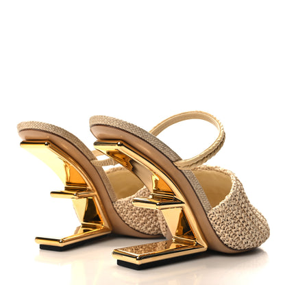Fendi Raffia Intreccio Fendi First 95mm Slide Sandals 41 Paglia 4 of 7