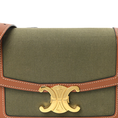 Celine Textile Natural Calfskin Classique Triomphe Khaki Tan 8 of 10