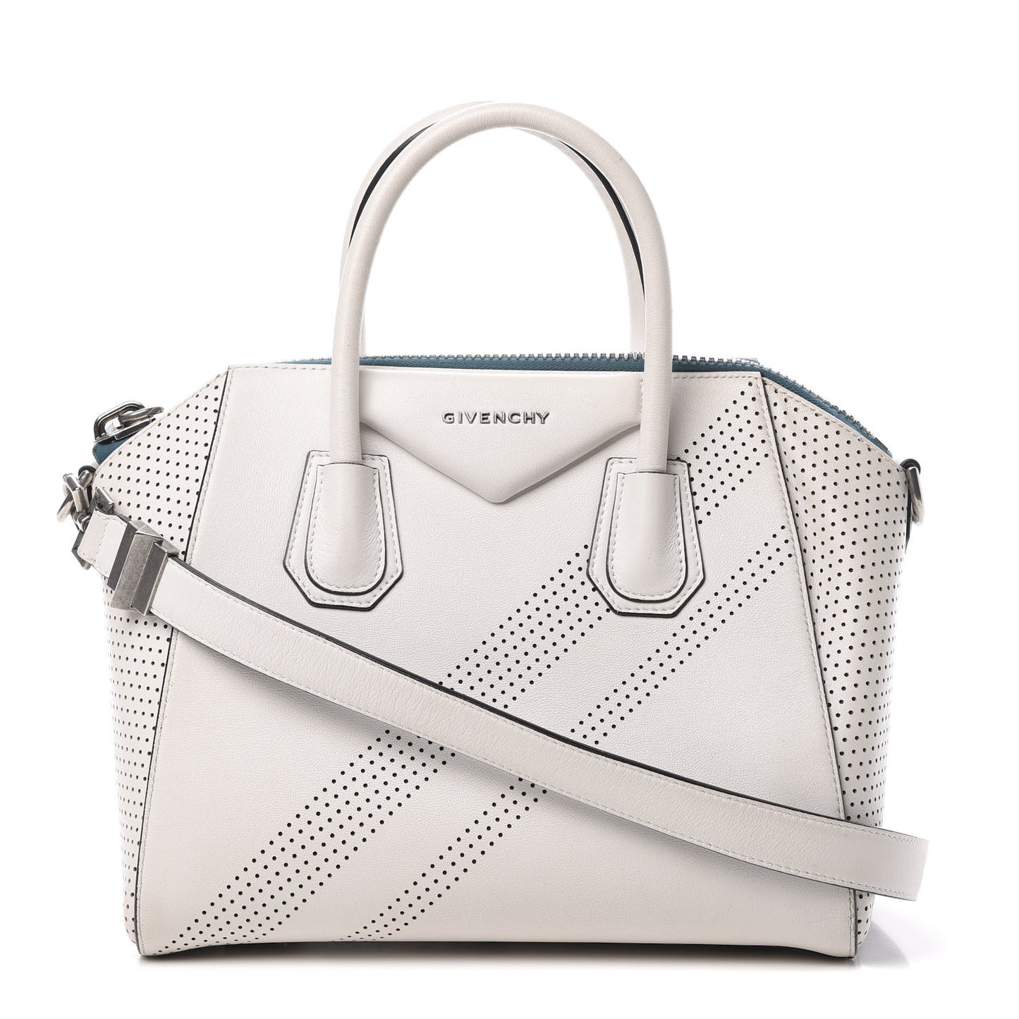 Lambskin Perforated Small Antigona White