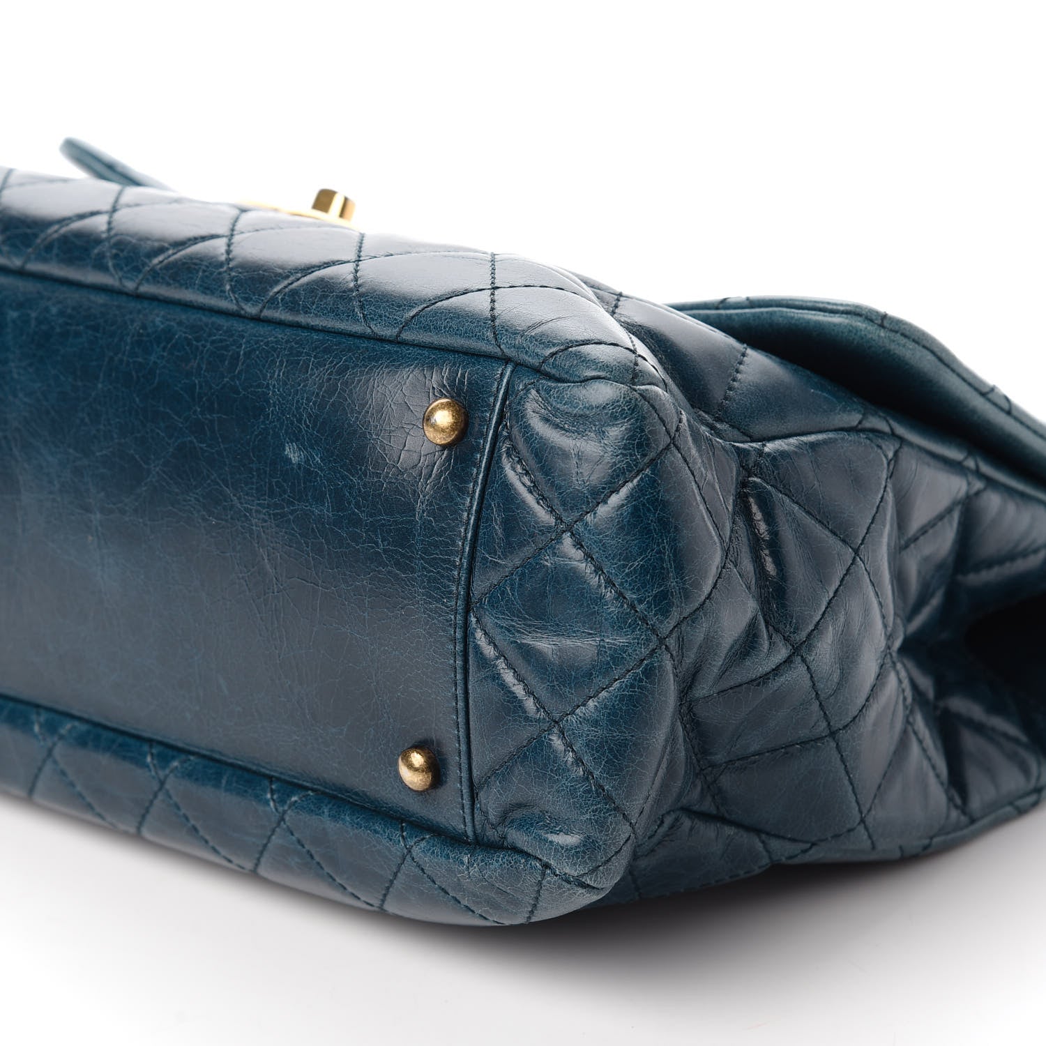 Chanel Glazed Calfskin Castle Rock Large Flap Blue 7 of 10