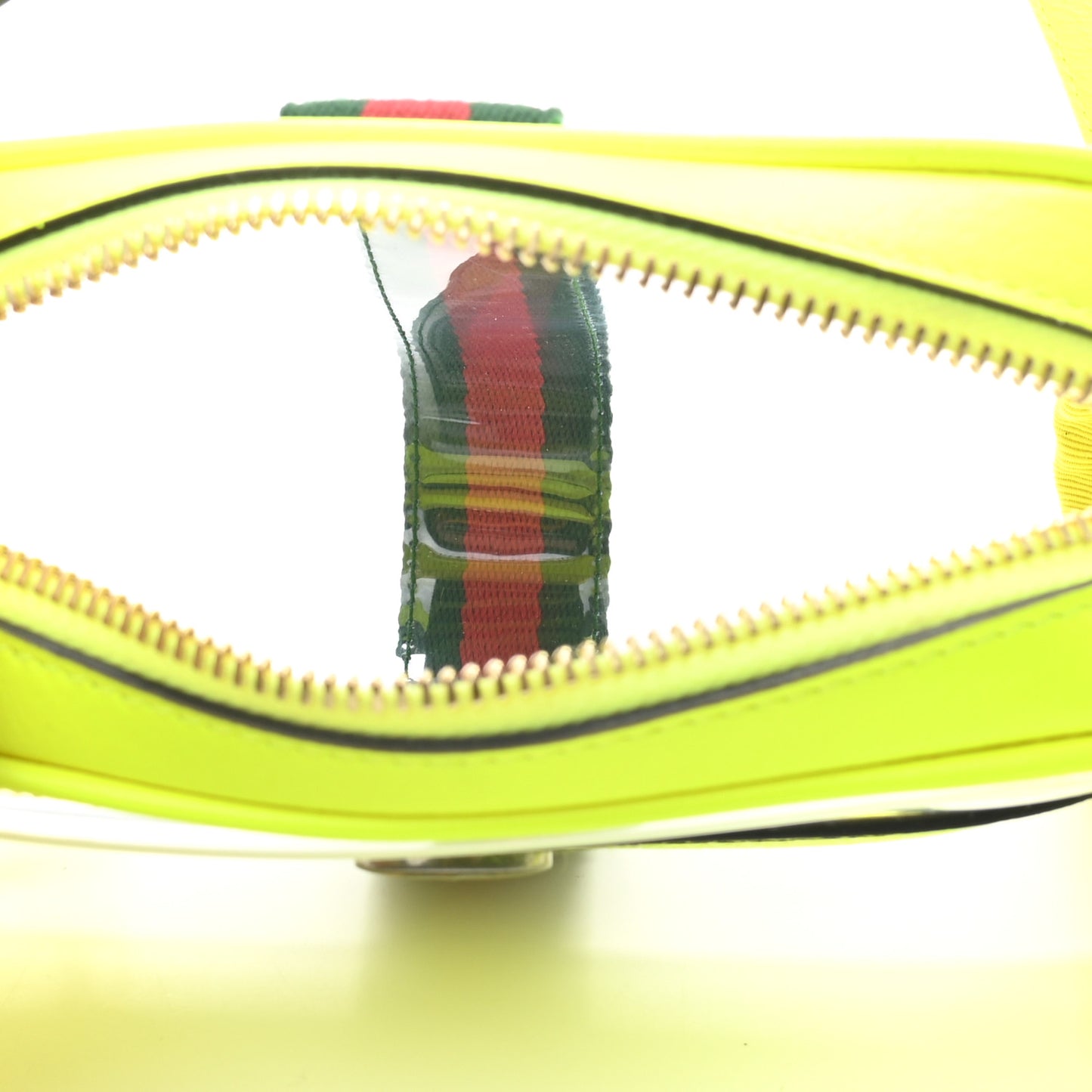 Vinyl Web Mini Ophidia Transparent Shoulder Bag Yellow Fluo