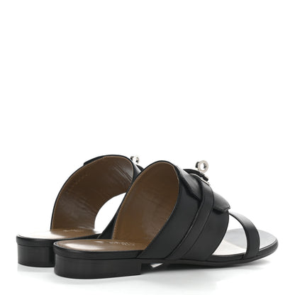 Hermes Calfskin Avenue Sandals 37 Black 4 of 9