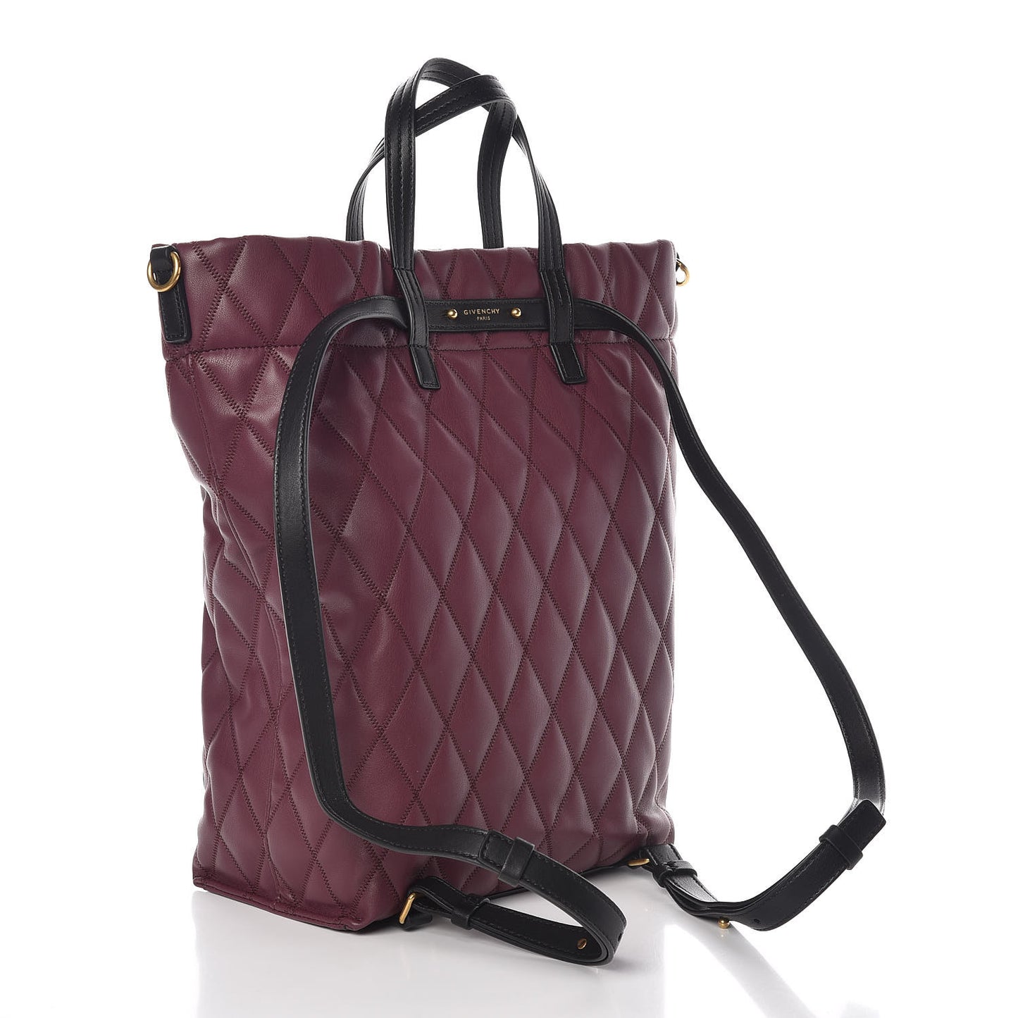 Rubberized Canvas Quilted Duo Backpack Aubergine