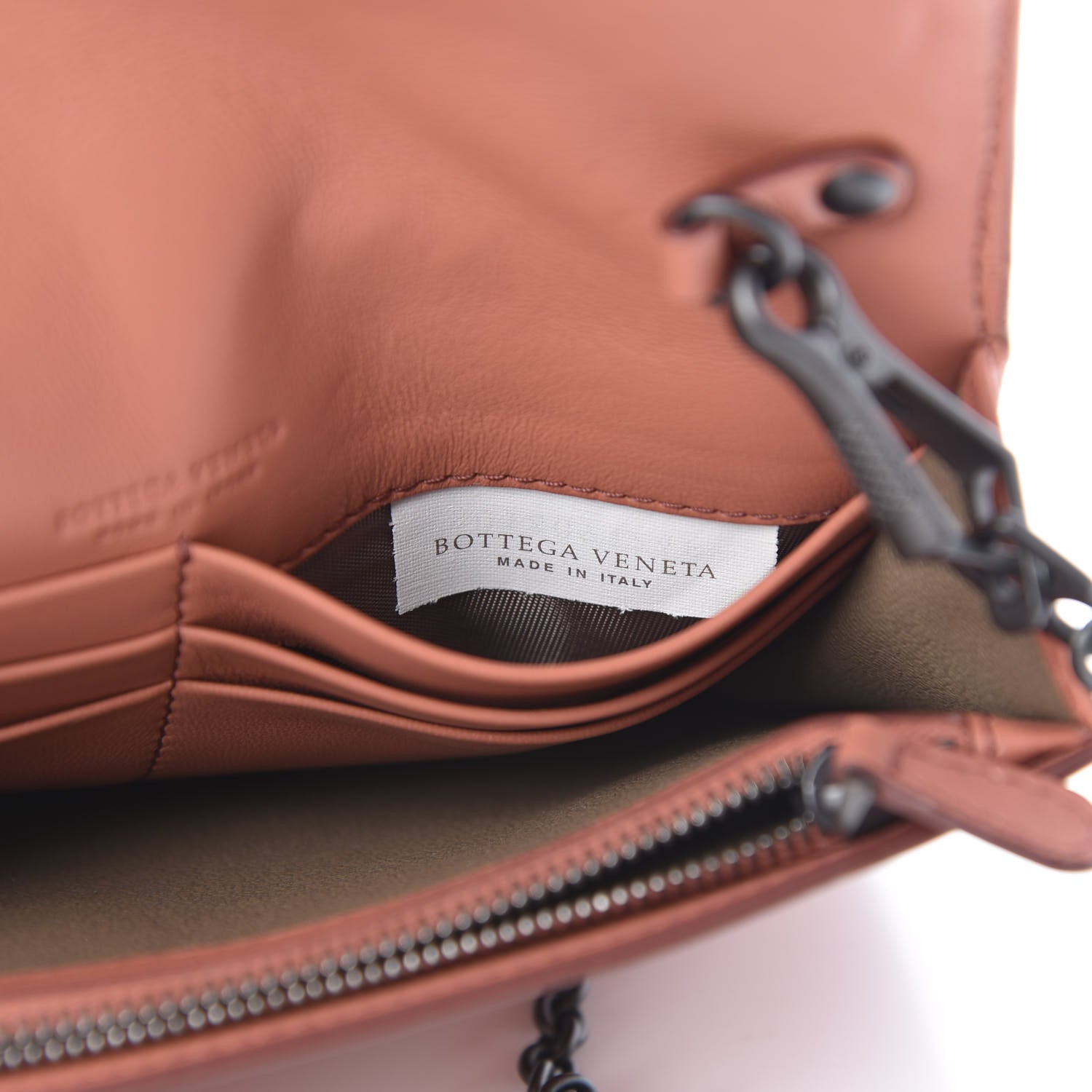 Bottega Veneta Nappa Ayers Intrecciato Butterfly Chain Wallet Corallo 7 of 11