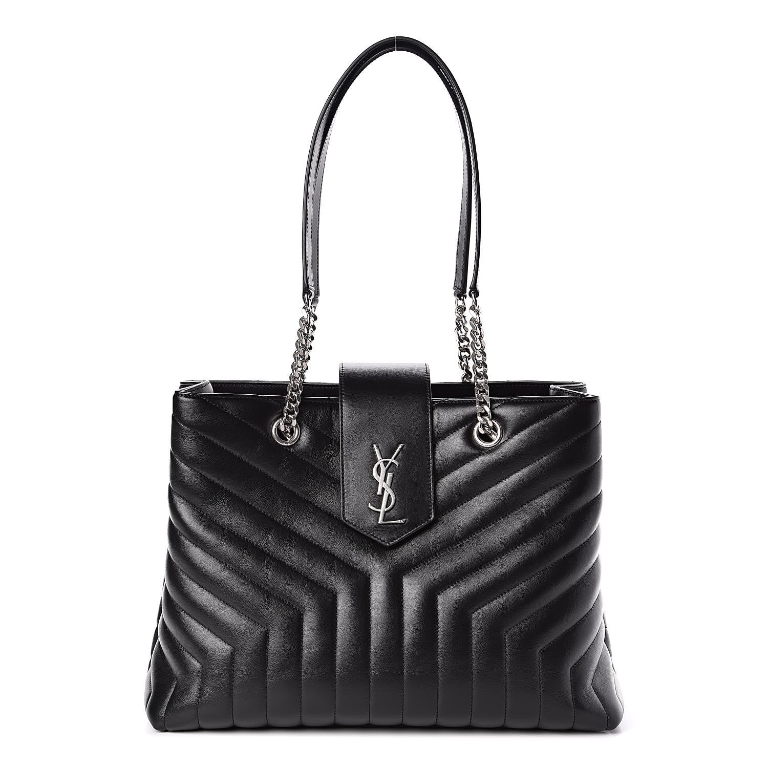 Saint Laurent Calfskin Y Quilted Monogram Large Loulou Shopper Black 1 of 10
