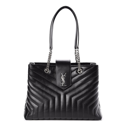 Saint Laurent Calfskin Y Quilted Monogram Large Loulou Shopper Black 1 of 10