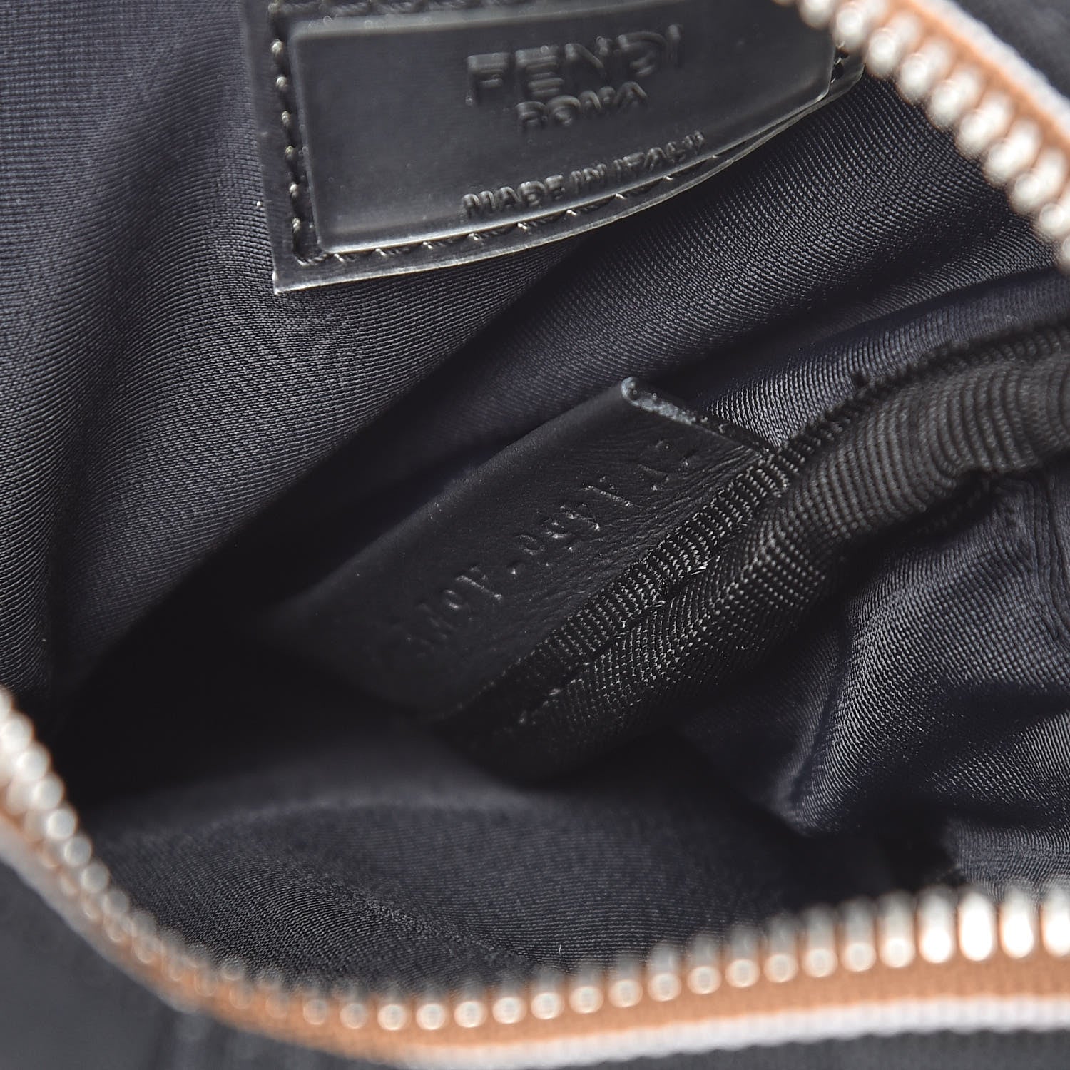 Fendi Nylon Vitello Century Pequin Logo Plate Small Crossbody Messenger Black 7 of 10