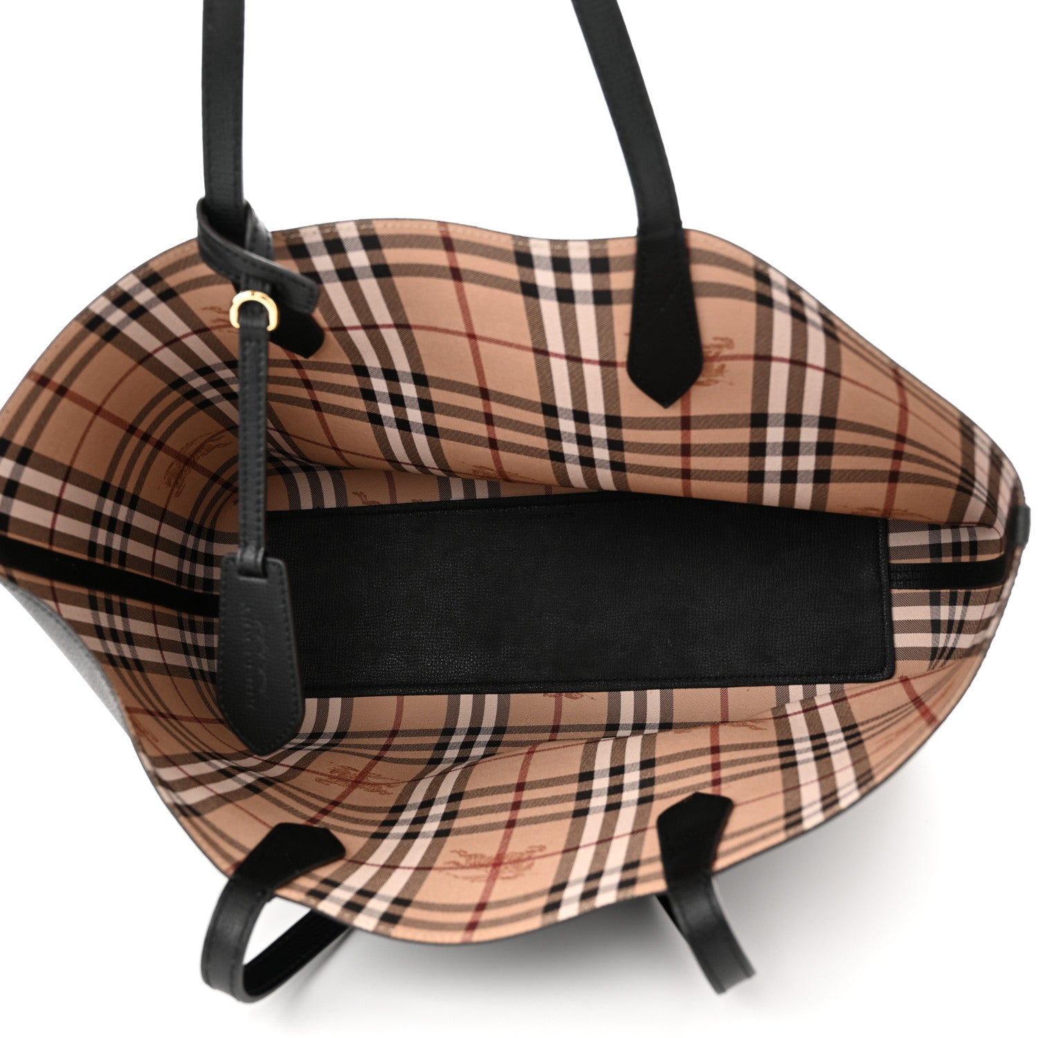 Burberry Grainy Calfskin Haymarket Check Medium Reversible Tote Black 8 of 19