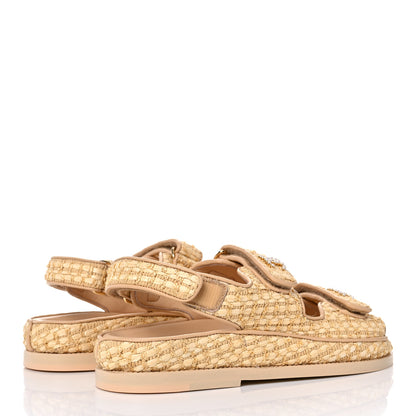 Chanel Braided Fabric Velcro Dad Sandals 36.5 Beige 4 of 12