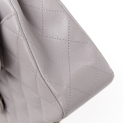 Chanel Lambskin Quilted Small Double Flap Light Grey 12 of 15