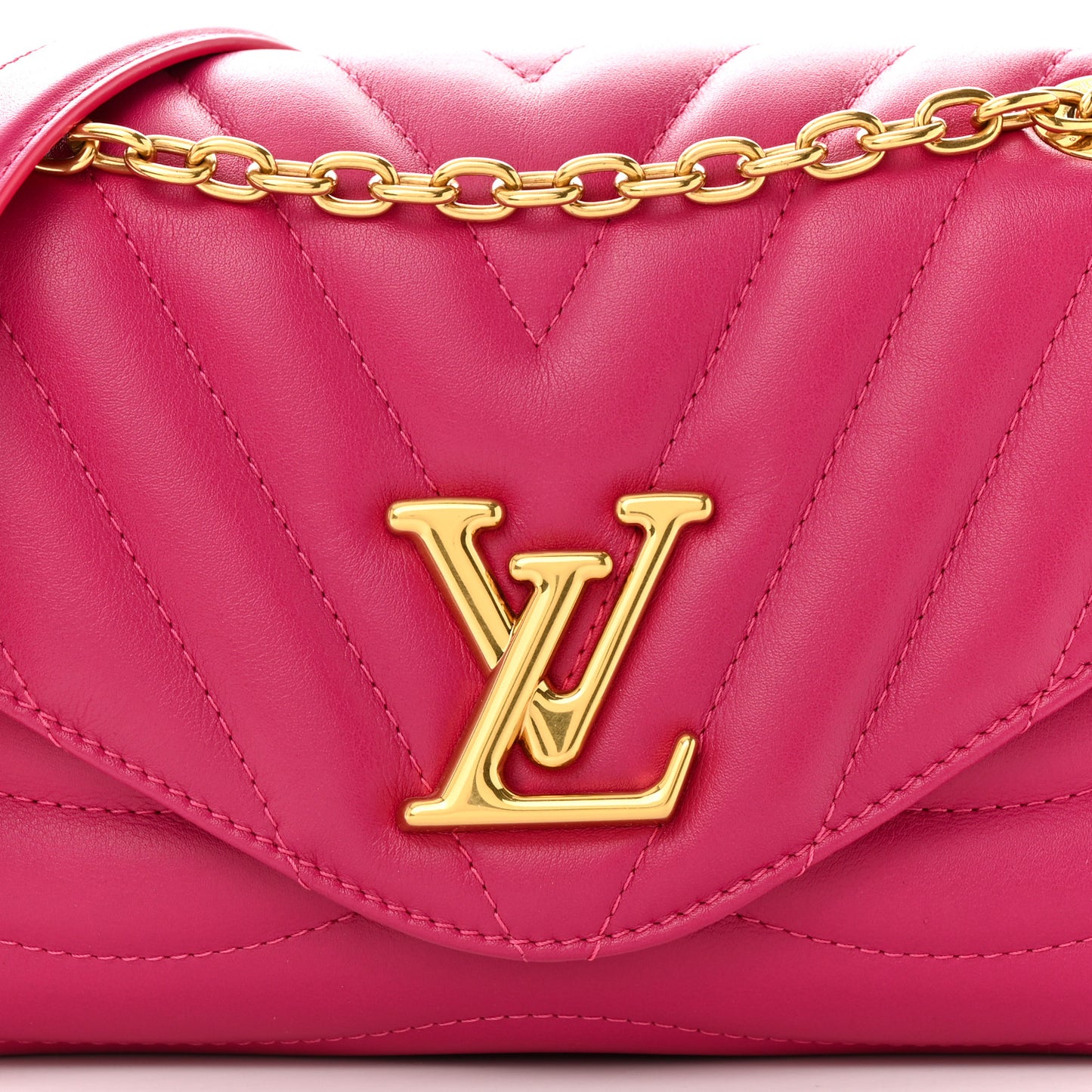 Calfskin LV New Wave Chain Bag Rose Freesia