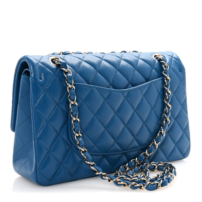 Chanel Caviar Quilted Medium Double Flap Blue 3 of 10