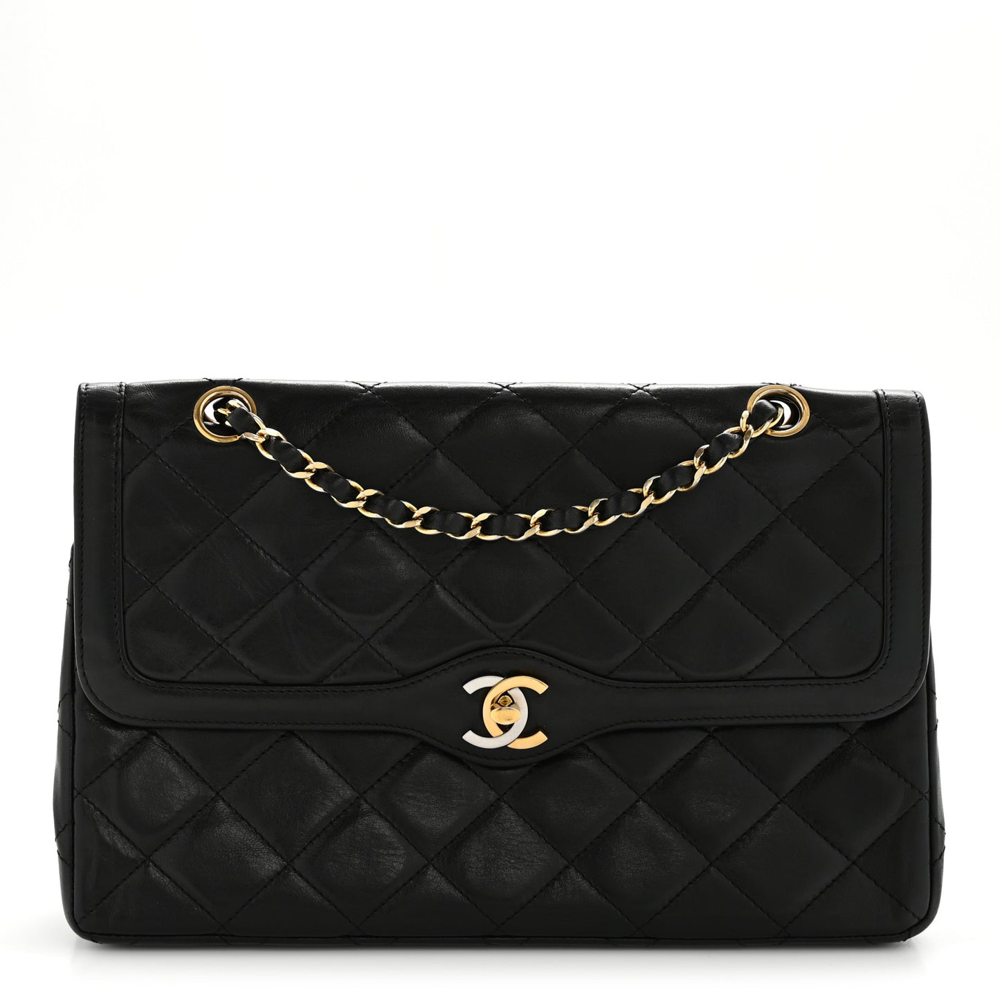 Lambskin Medium Double Flap Black