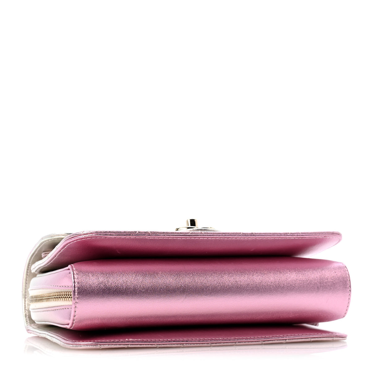 Chanel Metallic Lambskin Quilted Large Like A Wallet Flap Golden Pink 4 of 12