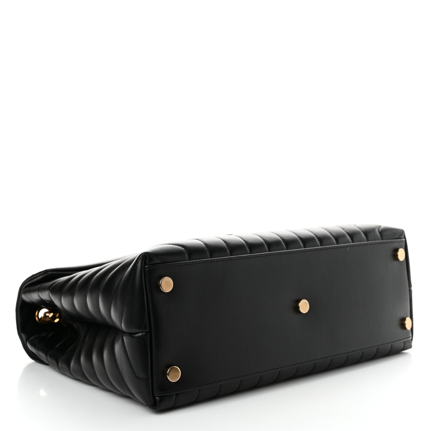 Calfskin Y Quilted Monogram Large Loulou Chain Satchel Black