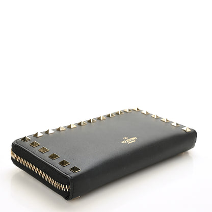 Valentino Garavani Vitello Rockstud Zip Around Wallet Black 4 of 6