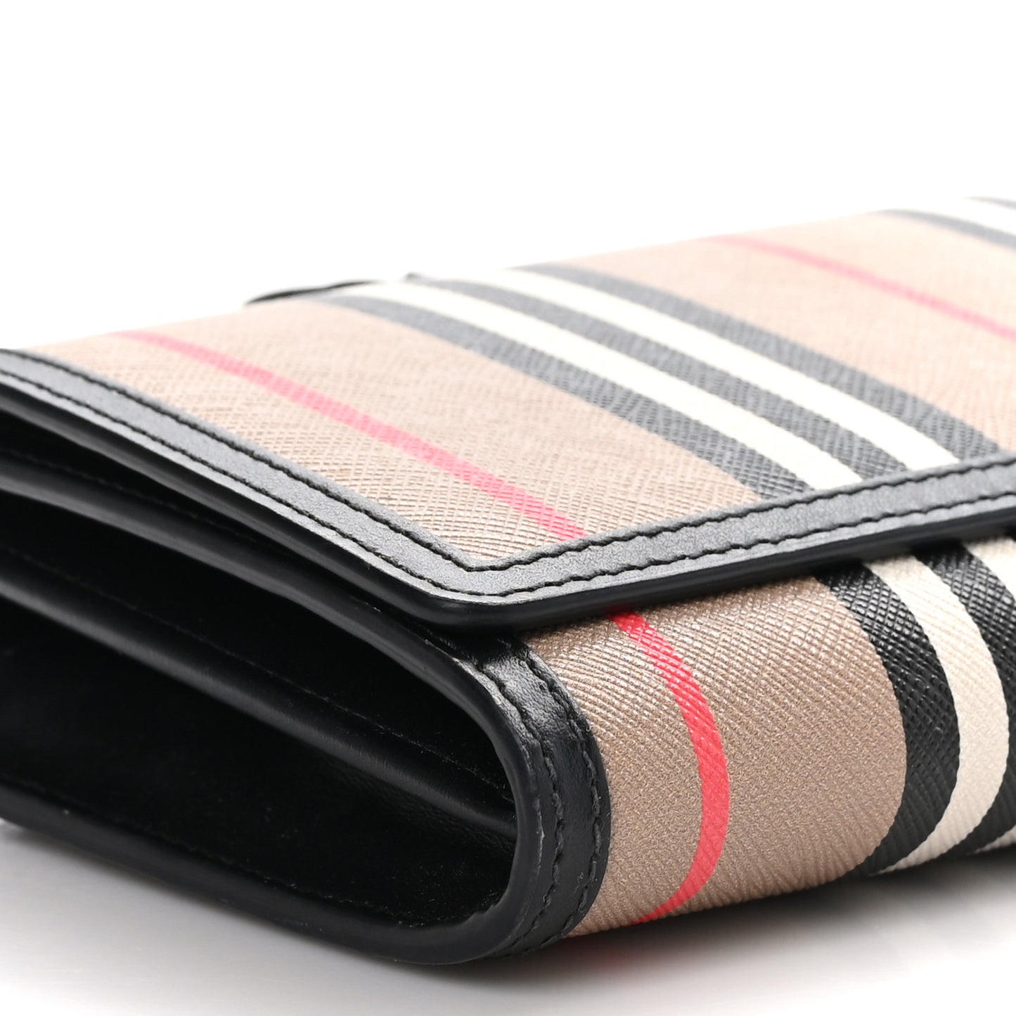 E-Canvas Icon Stripe Hannah Wallet With Detachable Strap Archive Beige Black