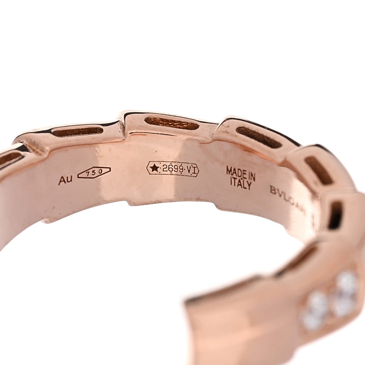 Bulgari 18K Rose Gold Diamond Serpenti Viper Hoop Earrings 5 of 6