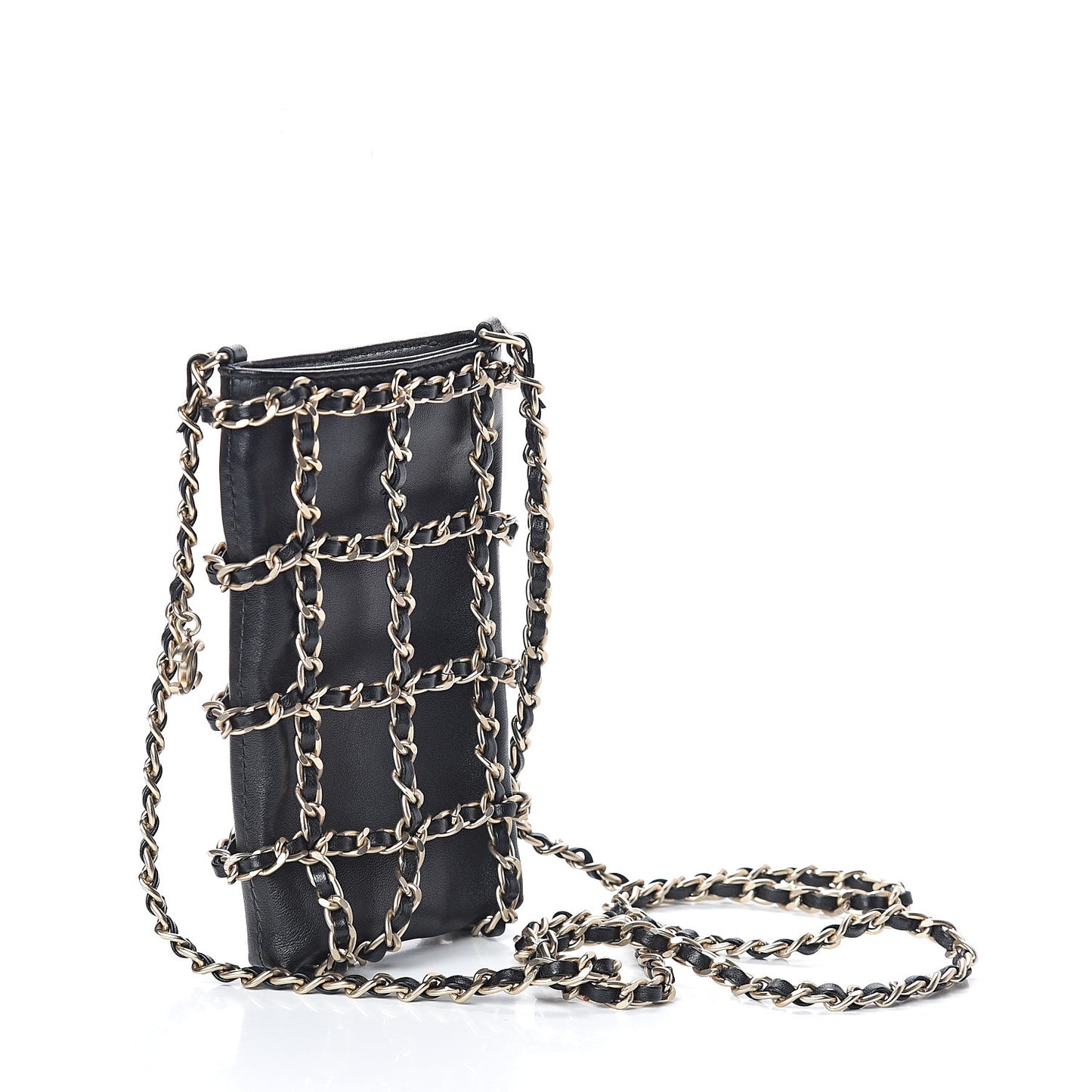 Lambskin Quilted Small Clutch With Chain Black