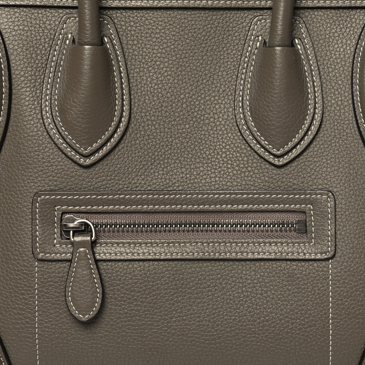 Celine Drummed Calfskin Micro Luggage Souris 8 of 14