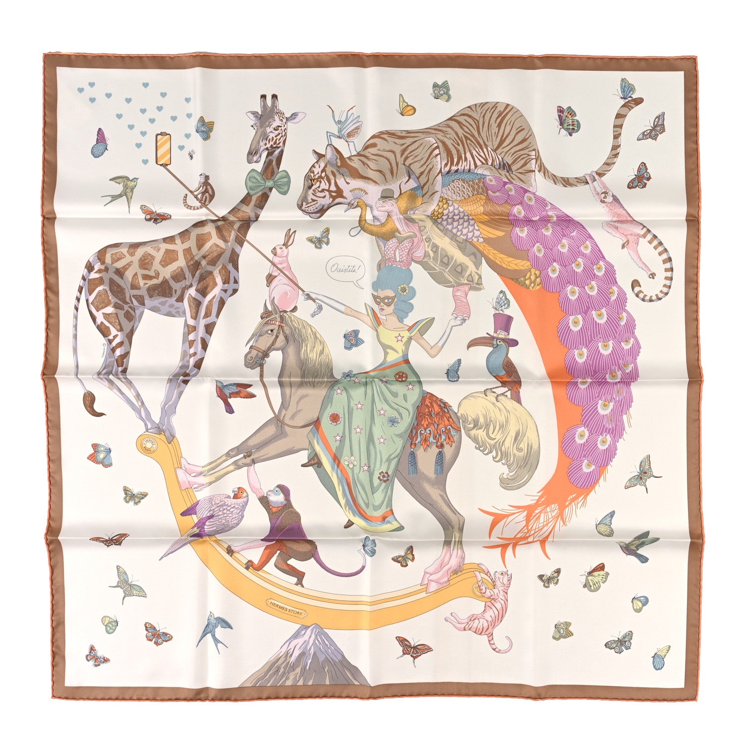 Hermes Silk Hermes Story Scarf 90 White Beige Multicolor 1 of 3