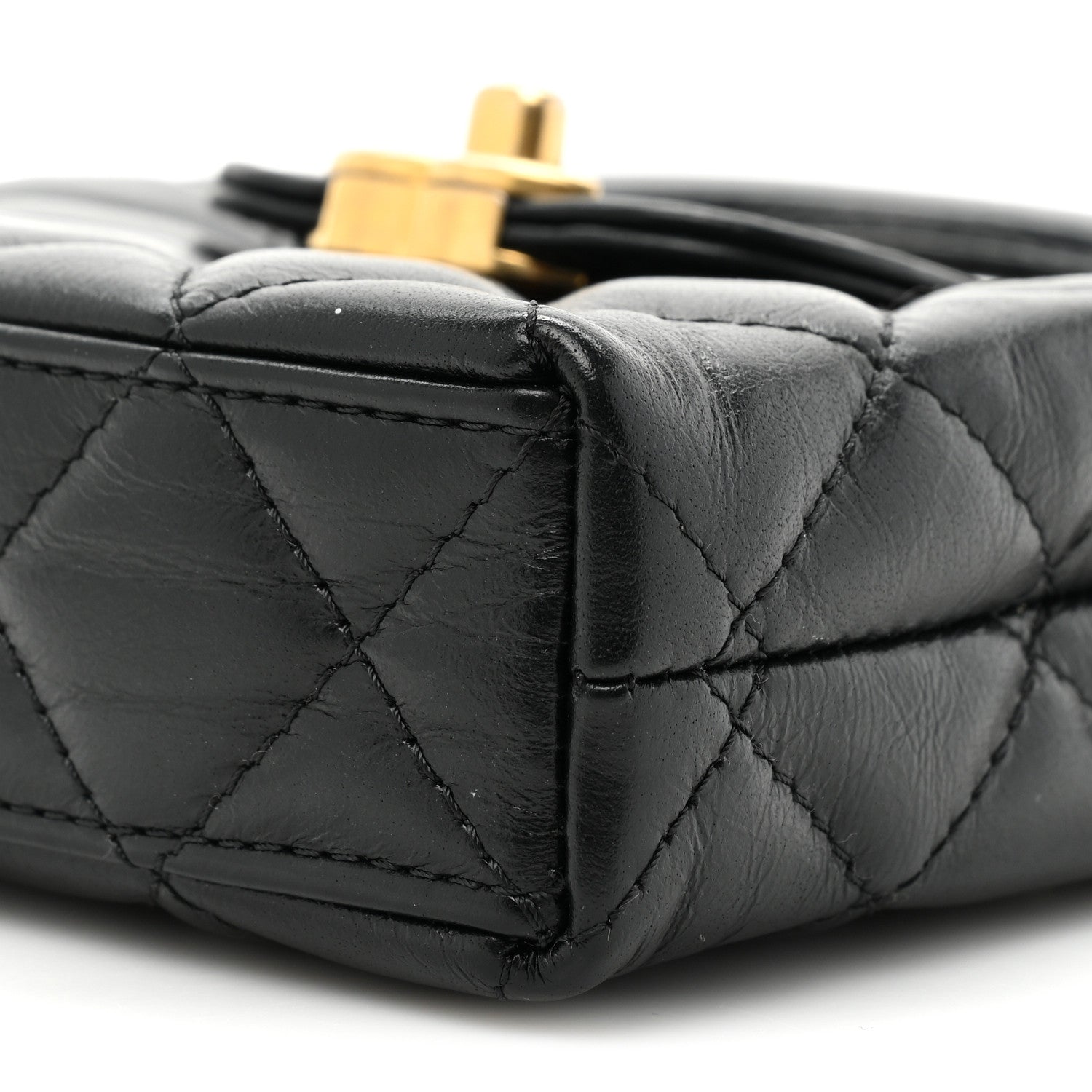 Chanel Shiny Aged Calfskin Quilted Mini Nano Kelly Shopper Black 8 of 11