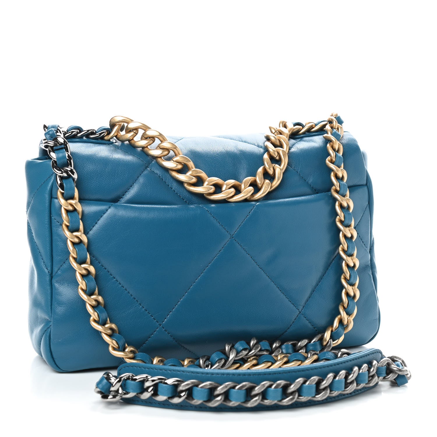 Chanel Goatskin Quilted Medium Chanel 19 Flap Turquoise 3 of 9