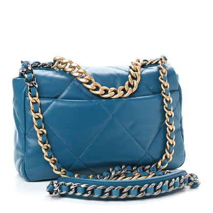 Chanel Goatskin Quilted Medium Chanel 19 Flap Turquoise 3 of 9