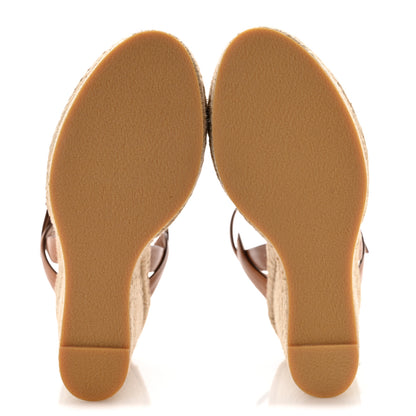 Saint Laurent Calfskin 85 Platform Espadrille Wedge Sandals 39.5 Brown 6 of 10
