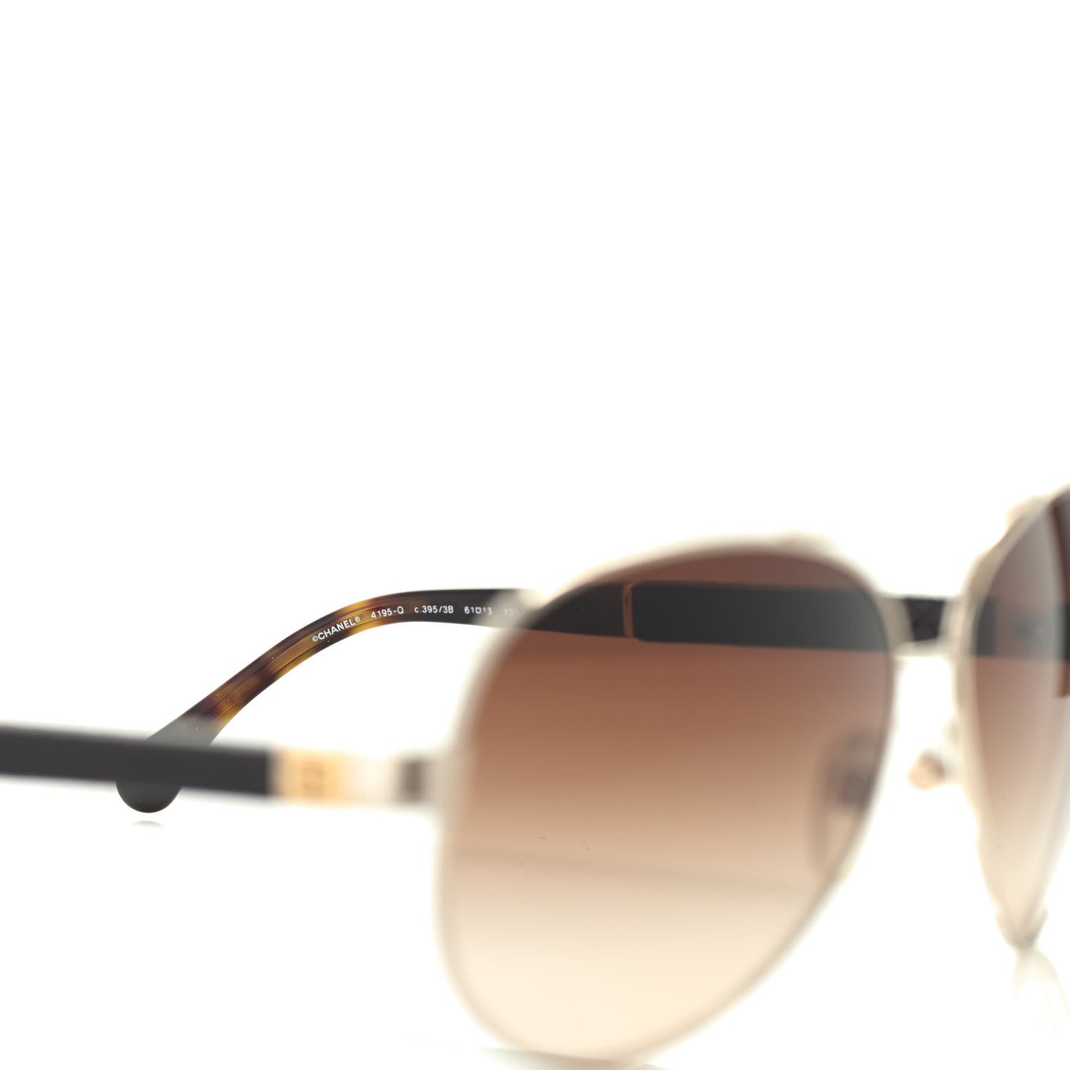Chanel Lambskin Quilted CC Aviator Sunglasses 4195-Q Brown Gold 4 of 7