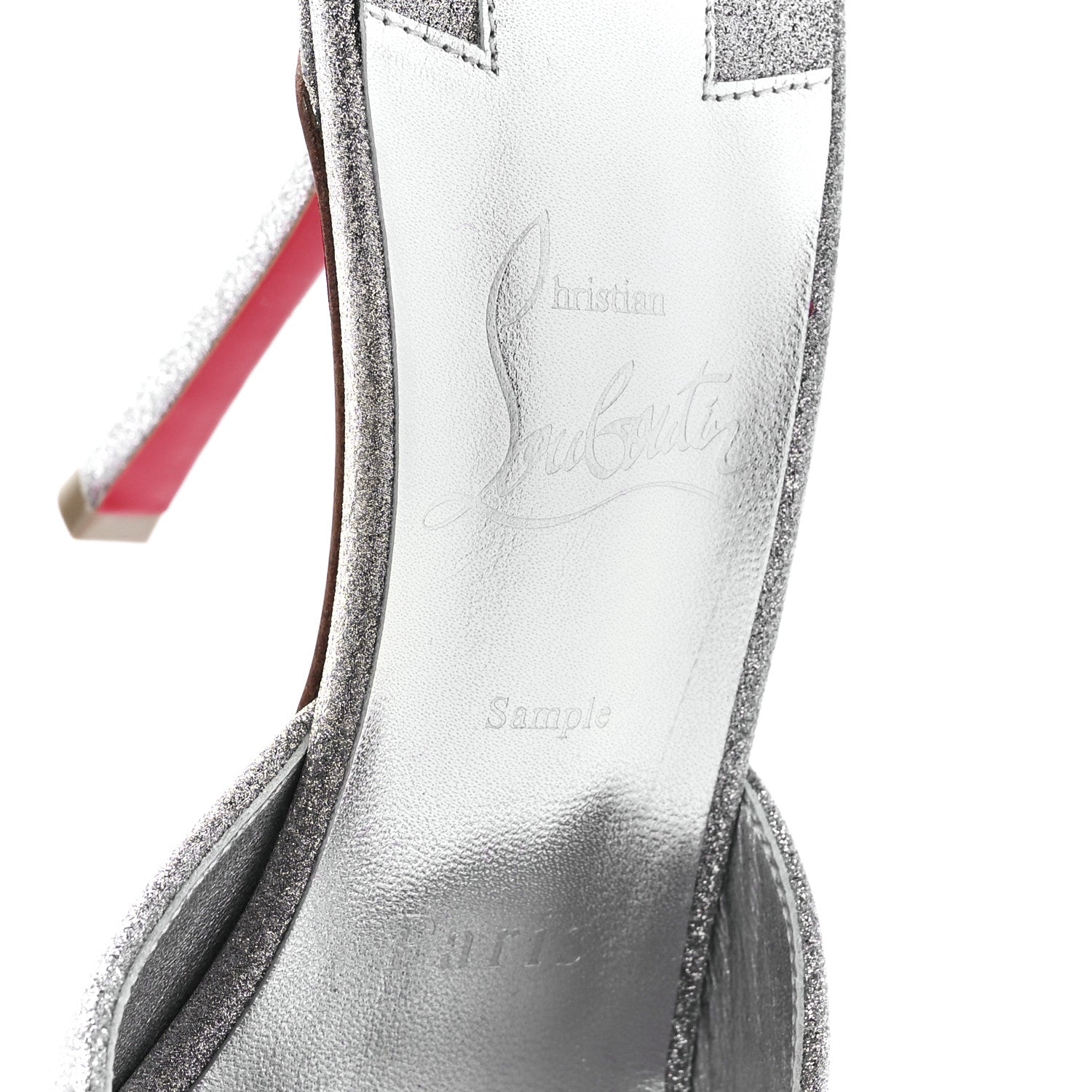 Christian Louboutin Glittered Calfskin Me Dolly 100 Sandals 37 Silver 7 of 7