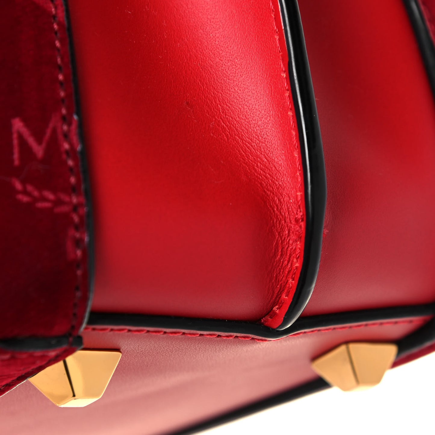 Velvet Studded Mini Insignia Milla Tote Ruby Red