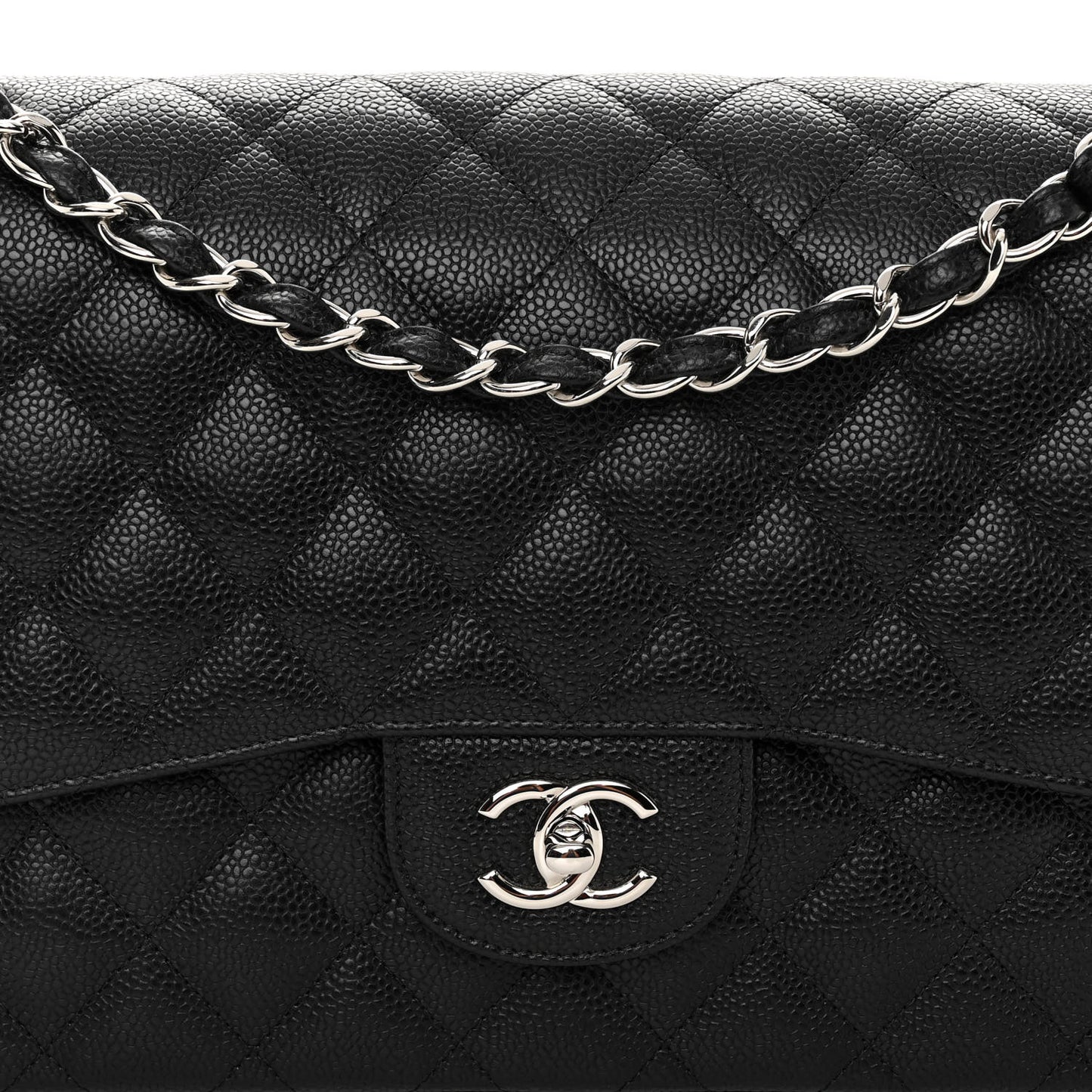Caviar Quilted Jumbo Double Flap Black