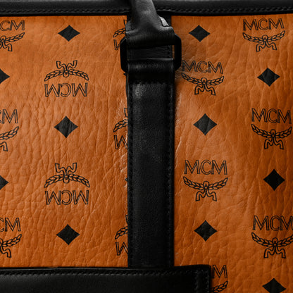 MCM Visetos Ottomar Weekender Duffle Bag Cognac Black 9 of 9